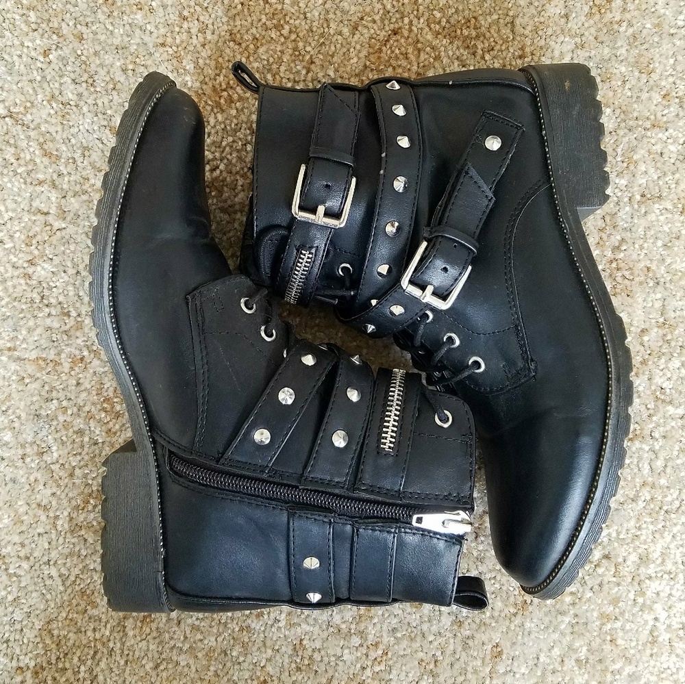 Black studded boots.